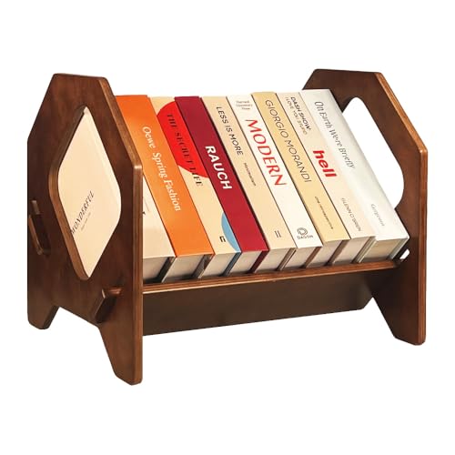 Desktop Bookshelf, Stackable Book Organizer with Handle, Storage Rack for CD/Magazine/File Folder, Portable Small Bookshelf for Study, Living Room, Kid's Room, No Nails, Medium Size - style: 1 Pack Brown Medium Size