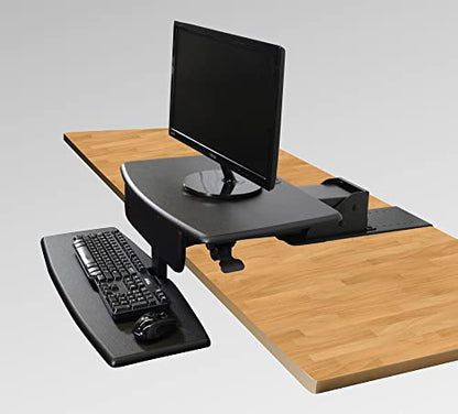 Kantek Standing Desk Converter, Clamps to Desk for Stability & Space, Adjustable Upto 23", Sit to Stand Home Office Workstation, Grommet Hole, Black,STS800 - color: Black, style: Desk Mounted System