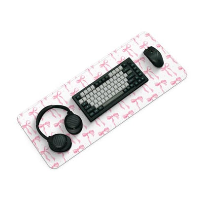 Large Computer Mouse Pad with Non-Slip Base for Desktop, Cute Gaming Mouse Mat with Stitched Edges, Long Extended Anime Mousepad for Laptop, 31.5 x 11.8 inches (Cute Ribbon Bow) - color: Cute Ribbon Bow