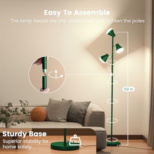 SIBRILLE 36W LED Tree Floor Lamp with Remote for Living Room Bedroom - color: Green