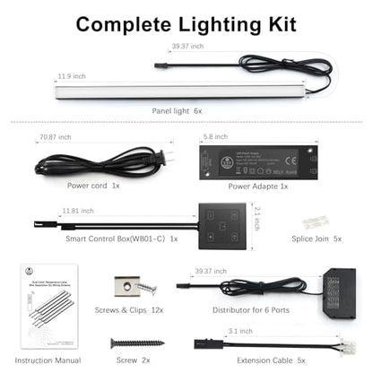 VST Touch Control 6 Pack Under Cabinet Lighting, 2700K-6500K, Black | LED Cabinet Light Bars, Dimmable & Adjustable Color Temperature, Ultra Thin Linkable Under Counter Lights for Kitchen, Closet - color: Black