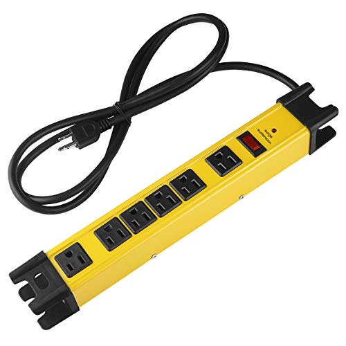 CCCEI Heavy Duty Surge Protector Power Strip. Yellow, 6ft, 1. - color: Yellow, size: 6ft