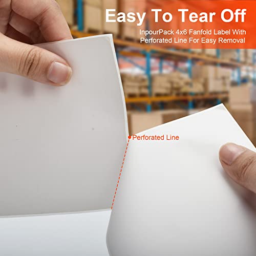 4" x 6" Fanfold Labels Direct Thermal Labels, Shipping Package Labels with Perforated line for Thermal Printers (1000 Labels/Stack, 1 Stack) - size: 1 Stacks | 1000 Labels