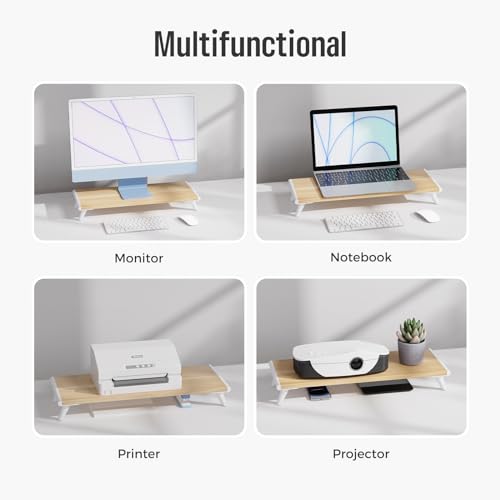 loukin Monitor Stand Riser for Desk, 22.4" × 8.2" Computer Stand, Wood