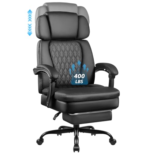 LEMBERI 400lbs Executive Big Office Chair, Tall Desk Chair with Footrest