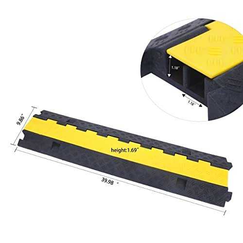 Cable Ramp Cable Protector Ramps Wire Hose Protective 2 Channel Traffic Rubber Plastic Cord Cover Speed Bump for Asphalt Concrete Gravel Driveway Outdoor, 4 Pack - color: 2 channel-4 pack