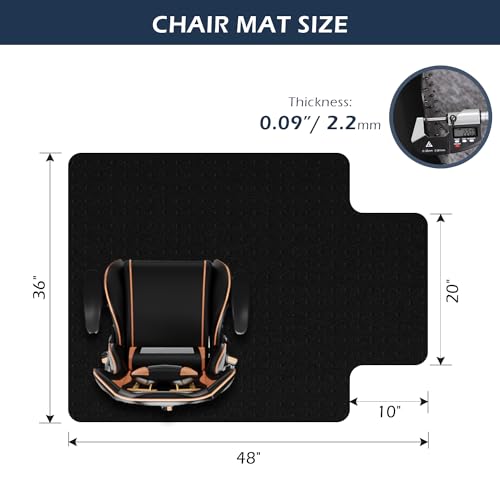 SALLOUS Office Chair Mat for Carpet, 48" x 36" Heavy Duty Chair Mat for Carpeted Floors, Gaming Floor Mat with Grips, Rolling Desk Chair Floor Mat for Home Office (Black, Extended Lip) - color: Black (With Lip), size: 36" x 48" (for carpet)