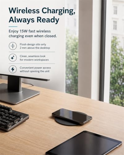 2.4" Pop Up Countertop Outlet, 30W USB-C & Wireless Charger | Fits 2.4 in (60mm) grommet holes, 4 AC outlets, 2 USB-C 30W, 2 USB-A 18W, 15W wireless charging and 1.5m cord, Black - color: Black