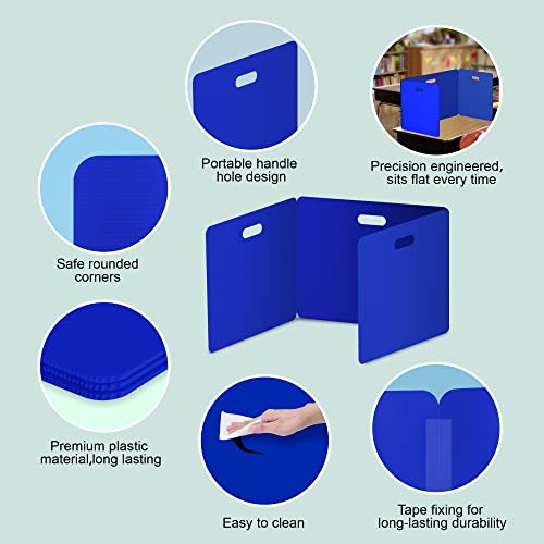 Privacy Shields 12 Pack Blue Durable Easy Carry Plastic Desk Dividers-Easy to Disinfect Classroom Dividers-Portable Divider-Re-usable Privacy Divider - color: Bule 12 Pack