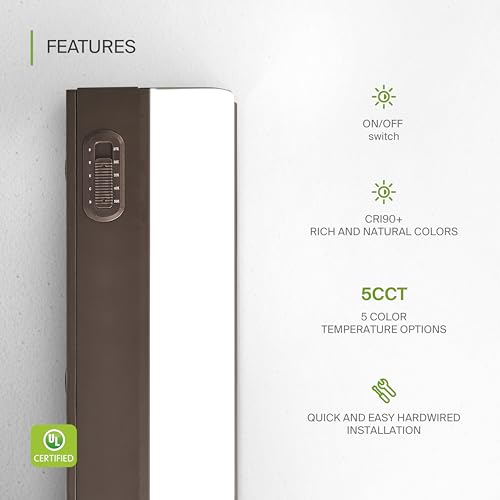 ASD LED Under Cabinet Lighting Hardwired, 12 Inch 5W 2700K-5000K Selectable, 442LM, CRI90+, Direct Wire Linkable Under Counter Lights for Kitchen, Dimmable Under Cabinet Lights, Bronze, UL Certified - color: 12 Inch Bronze, size: 1 Pack