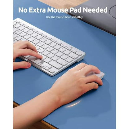Desk Pad, Leather Non-Slip Laptop Computer Desk Keyboard Mat, Table Protector Blotter Mat, Large Mouse Pad (24" x 12")-Blue - color: Blue