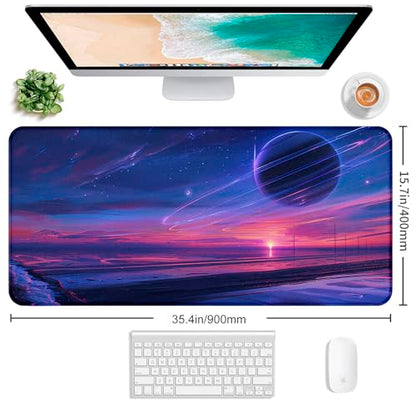 Space Landscape Computer Mouse Pad, XXL Laptop Gaming Mouse Keyboard Pad | Large Extended Mouse Pad; Full Desk Coverage; Waterproof Coating; Stable Anti-Slide Base For Gaming, Office, Study Daily Use - color: Anime Landscape