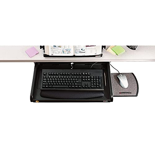 3M Adjustable Under-Desk Keyboard Drawer, Three Height Settings, Wide Tray with Gel Wrist Rest Accomodates Most Keyboards, Slide Out Mouse Platform with Precise Mouse Pad, Black (KD45), 4" x 60 ft