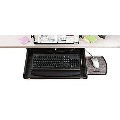 3M Adjustable Under-Desk Keyboard Drawer, Three Height Settings, Wide Tray with Gel Wrist Rest Accomodates Most Keyboards, Slide Out Mouse Platform with Precise Mouse Pad, Black (KD45), 4" x 60 ft