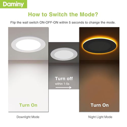 DAMINY 12 Pack 6 Inch LED Recessed Lighting, Canless Wafer Downlight - color: Natural White, size: 6 Inch