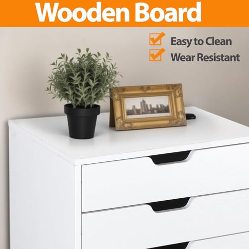 Nouva 5-Drawer File Cabinet Chest - Vertical Mobile Filing Cabinet w/Wheels,Under Beside Desk Chest Storage Printer Stand for Home Office,White - color: White