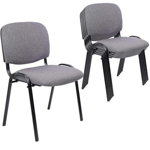 CLATINA Stackable Waiting Room Chairs, Cloth Fabric Guest Reception Chair with Upholstered Thickene Seat and Back Support, Stacking Chair Metal Leg for Office School Church Conference, Grey, 5 Pack - color: Grey, size: 5 Pack