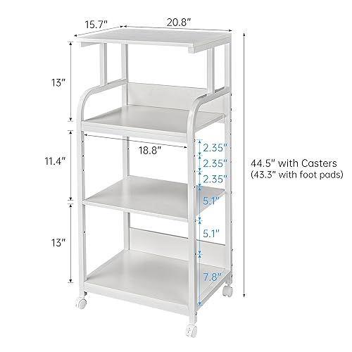 Fannova 4 Tier White Printer Shredder Stand with Storage for Home Office - color: White