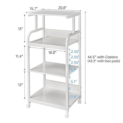 Fannova 4 Tier White Printer Shredder Stand with Storage for Home Office - color: White