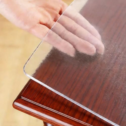 12 x 12 in Transparent Table Protector Mat - Heavy Duty Clear Plastic Desk Cover for Wood Furniture, Waterproof Heat Resistant Dining Table Topper, Protective Pad for Office Desk, Craft Table