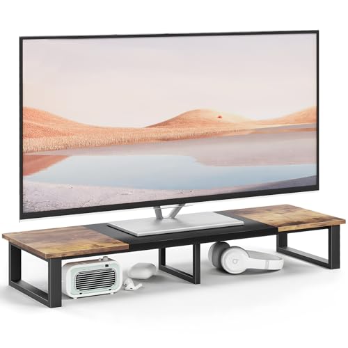 aboxoo 45" TV Riser Stand for 32-60 Inch TV, TV Shelf with Steel Legs - color: Brown, size: 45 inch