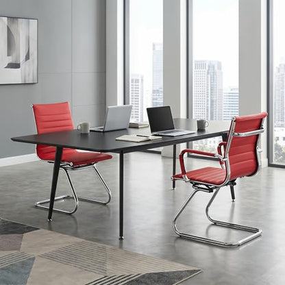 HNY 2-Pack PU Leather Office Guest Chairs - color: Burgundy, size: 2 PCS