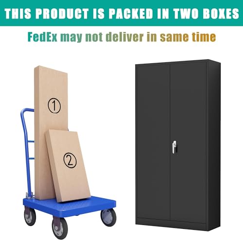 Black Metal Storage Cabinet with Door, Locking Steel Cabinet with 4 Adjuestable Shelves, Tall Lockable Garage Tool Storage Cabinet for Home, Office, Pantry, Assembly Required - size: 35.43" W x 17.71" D x 70.87" H