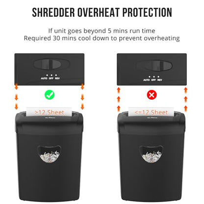 Suntiko 12 Sheet Home Office Cross Cut Shredder Black | P-4 Security Level, Jam-Proof System, 6.6Gal Bin, Shredder for Paper/Credit/Card/Mail，ETL Certified