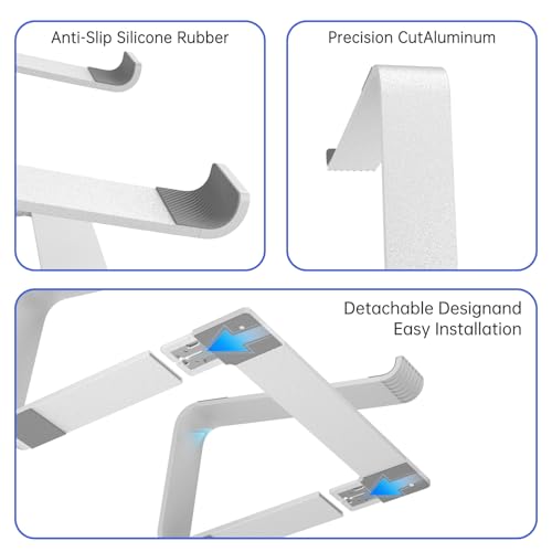 GleYo Laptop Stand for Desk Portable Computer Riser Metal Notebook Holder Printer Stand Office Desk Accessories Compatible with MacBook Air, Pro, Dell, HP, Lenovo and All 10-16" Laptops, Silver - color: Silver