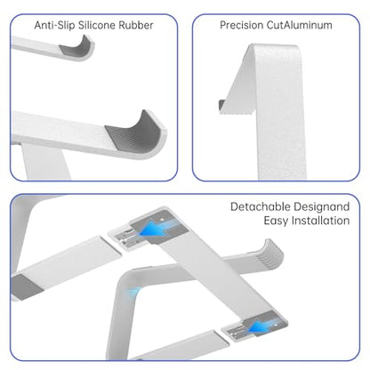 GleYo Laptop Stand for Desk Portable Computer Riser Metal Notebook Holder Printer Stand Office Desk Accessories Compatible with MacBook Air, Pro, Dell, HP, Lenovo and All 10-16" Laptops, Silver - color: Silver