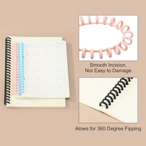 PATIKIL 8.5mm(1/3") Plastic Spiral Binding Coils, 30 Pcs Binding Spirals 20-25 Sheet Capacity Binding Spirals for Binding Paper Sheets, Light Pink - color: Light Pink, size: 8.5mm(1/3")