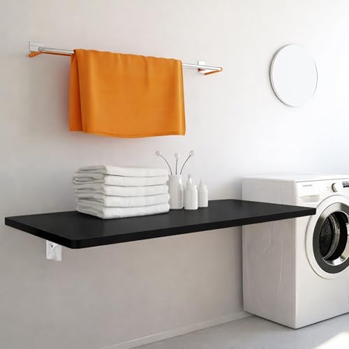 Laundry Folding Table, 40'' x 20'' Wooden Wall Mount Desk, Laundry Table for Folding Clothes, 40'' Length (Black Color) - color: Black, size: 40'' x 20''