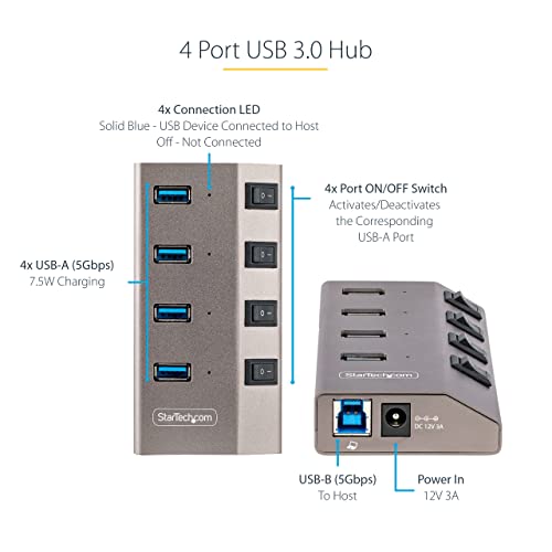 StarTech 4-Port USB-C Hub 5Gbps with Switches, NA (5G4AIBS-USB-HUB-NA)