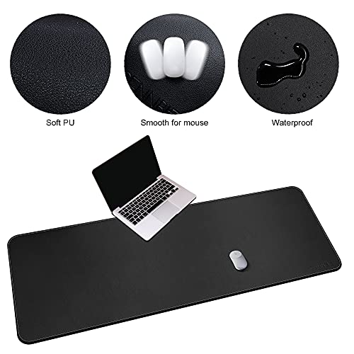 CENNBIE Leather Desk Mat, 66.9" x 23.6" Desk Mat on top of desks (Black) - color: Black, size: 23.6" x 66.9"