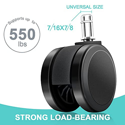 Replacement Office Chair Wheels, Caster Desk Chair Wheels, Rolling Wheels for Office Chair, Chair Rollers Casters, Chair Casters for Hardwood Floors, 5 Set Chair Casters Safe for All Floors. - style: Black