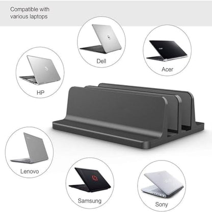 Universal Laptop Vertical Stand, Dual Desktop Adjustable Notebook Stand (up to 17.3 inches) for Samsung/HP/Dell/Chrome Book laptops (Black) - color: black1
