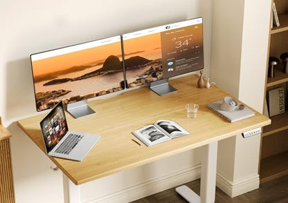 Claiks Electric Height Adjustable Standing Desk, 40x24 Inch, Bamboo | Smooth Height Adjustment, 3 Memory Presets, Cable Management Hub&Hook, Stable Steel Frame, 176lbs Capacity, Easy Assembly - color: Bamboo, size: 40