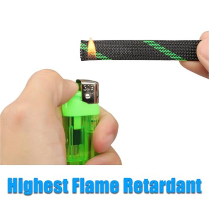 25ft PET Expandable Braided Cable Sleeve 1/4inch(6mm) Pet Braided Cable Sleeve for Audio Video Device Wire Automotive Wire (Black Green) - color: Black Green, size: 6mm"(1/4 inch)