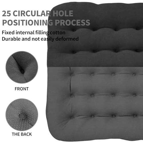 BUYUE Good Support Office Chair Cushion Padded, Soft Velvet Comfortable Non-Slip Seat Cushion for Computer Desk Kitchen Chair (1 Count, Gray) - color: Dark Gray