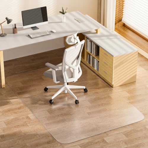 Clear Office Chair Mat for Hardwood Floors, Heavy Duty Protector | 48" x 60" Plastic Floor Mat for Rolling Desk Chairs, Home Office, Gaming Room, Tile and Laminate Floors - size: 48x 60inch- Clear