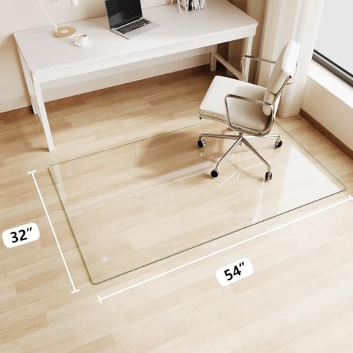 Glass Chair Mat 32" x 54" Tempered Glass Office Chair Mat - color: Transparent, size: 54" x 32"