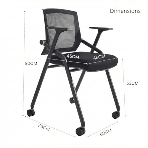 16 Pack Stackable Conference Room Chairs with Paddle Folding Office Chair Foldable Desk Chair Mesh Back and Arms for Conference Meeting Guest Reception Home Office Training Room Chair Black - color: Black, size: 18 Pack