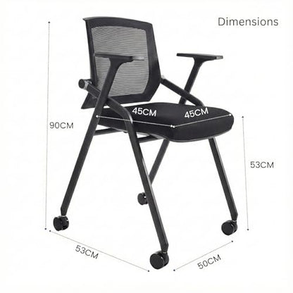 6 Pack Stackable Conference Room Chairs with Paddle Folding Office Chair Foldable Desk Chair Mesh Back and Arms for Conference Meeting Guest Reception Home Office Training Room Chair Black - color: Black, size: 6 Pack