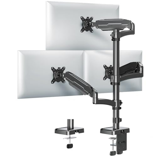 MOUNT PRO Triple Monitor Mount for Max 32" Computer Screen, Adjustable 3 Monitor Desk Mount, up to 19.8lbs Each, Three Display Arm with Tilt Swivel Rotation, VESA Mount 75x75/100x100mm - style: Max 32“ Gas Spring（stacked）