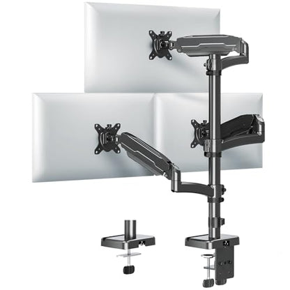MOUNT PRO Triple Monitor Mount for Max 32" Computer Screen, Adjustable 3 Monitor Desk Mount, up to 19.8lbs Each, Three Display Arm with Tilt Swivel Rotation, VESA Mount 75x75/100x100mm - style: Max 32“ Gas Spring（stacked）