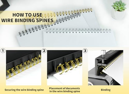 RAYSON 2:1 Wire Binding Spines, 21 Loop, 1 Inch, 240 Sheet Binding Capacity - size: 1“