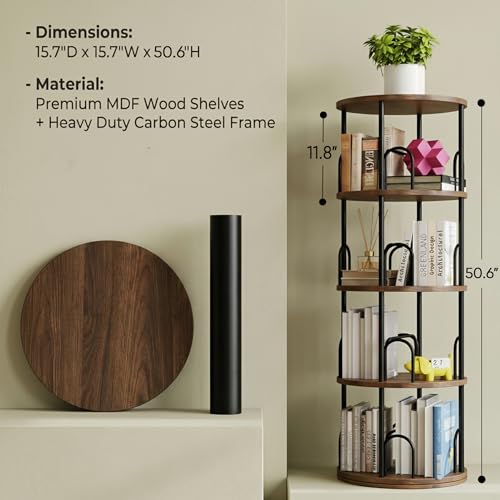 4 Tier Rotating Bookshelf Tower for Kids, Small Narrow Corner Book Shelf for Childrens, Toddler, Nursery Bookcase for Toy, Lego Dispaly Shelf for Bedroom Living Room Office Kitchen Shelf Tower - color: Black, size: 4 Tiers