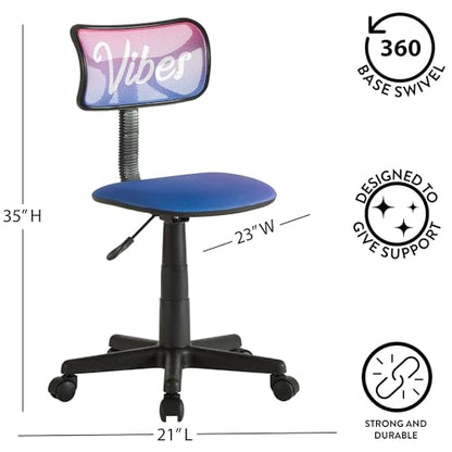 Urban Lifestyle Swivel Desk Chair, Vibes, Stylish and Compact Office Chair with Mesh Back, Swivel Function, Adjustable Height, and Cushioned Seat - color: Vibes