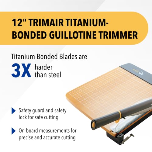Westcott 12'' TrimAir Wood Guillotine Paper Cutter & Paper Trimmer, 30 Sheet (15106) - size: 12-inch