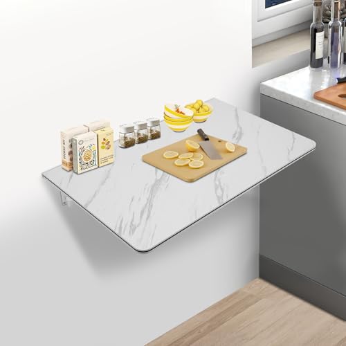 Folding Wall Mount Desk, Floating Computer Desk Fold Down Table for Laundry Room Home Office Workstation, Study Work Bench, Kitchen Dining, Small Spaces (White, 35.43 x 19.69 Inch) - color: White, size: 35.43 x 19.69 Inch
